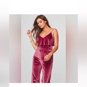 BB Dakota Velvet Wine Jumpsuit